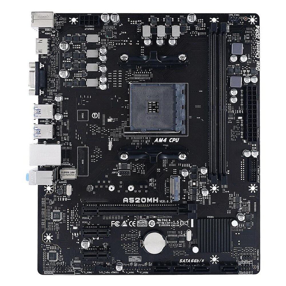 A520MH Biostar Desktop Motherboard 64GB AM4 DDR4 M.2 NMVE 7-Phase Digital Power Supply M-ATX Full Tested Working