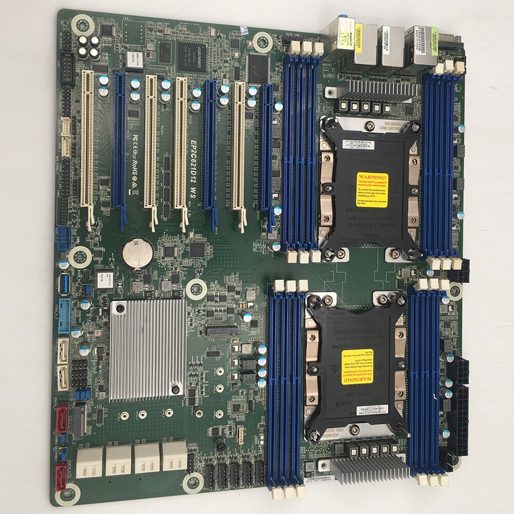 EP2C621D12 WS ASRock Motherboard Dual Socket LGA-3647 DDR4 SATA3.0 PCIe3.0 Full Tested Working