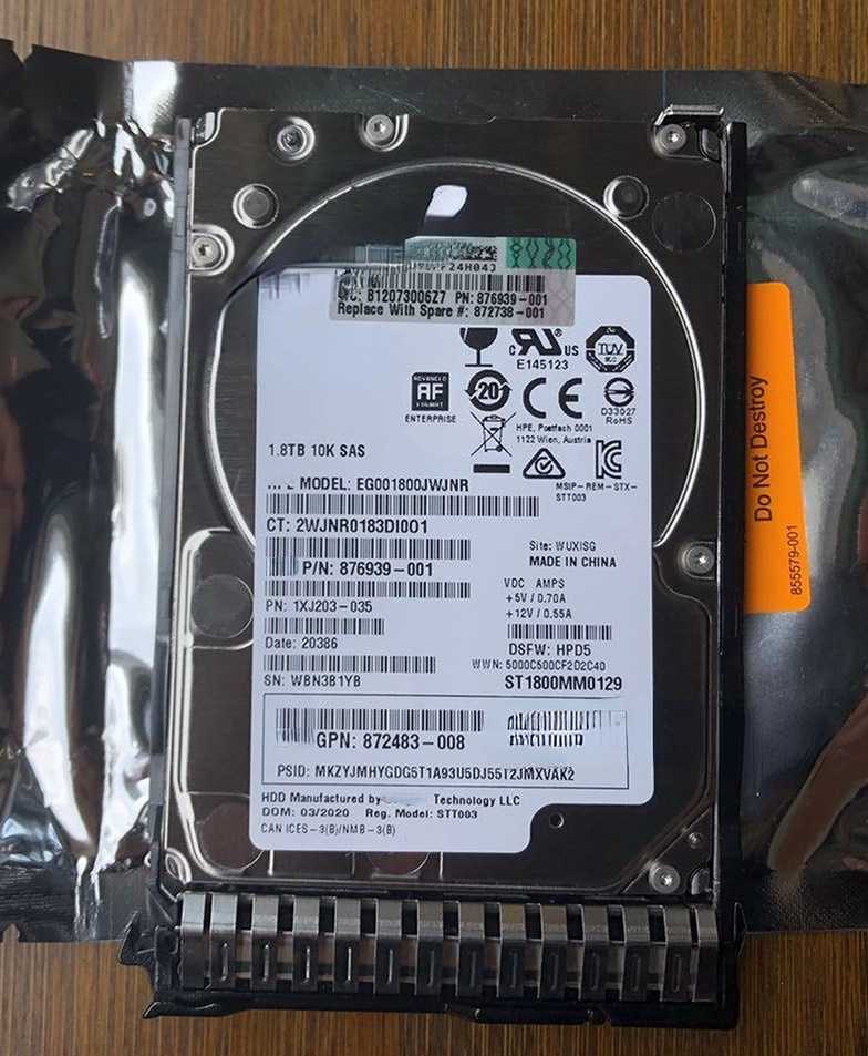 872481 - B21 1.8 T 872738-001 10 k SAS 2.5 12 gb, Gen10 Hard