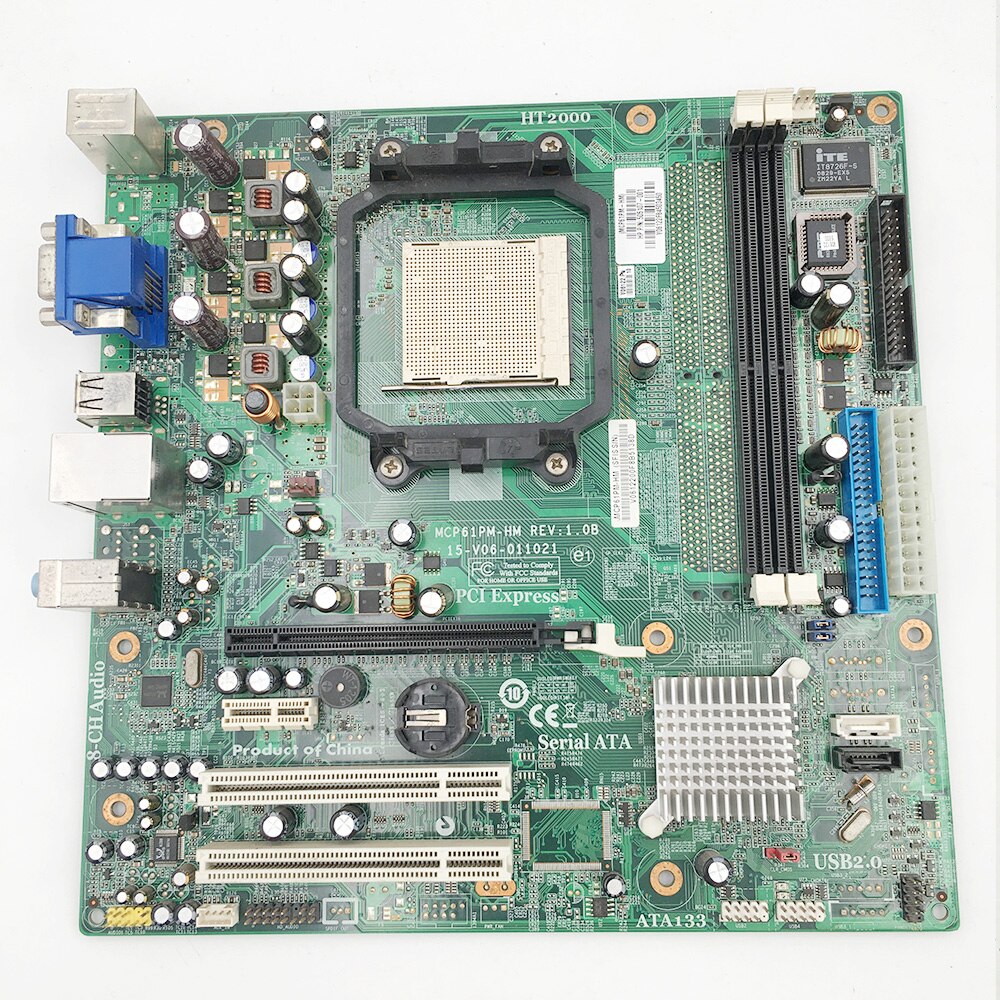 HP MCP61PM-HM PC Desktop Motherboard 15-V06-011021 C61 AM2 DDR2 Full Tested Working
