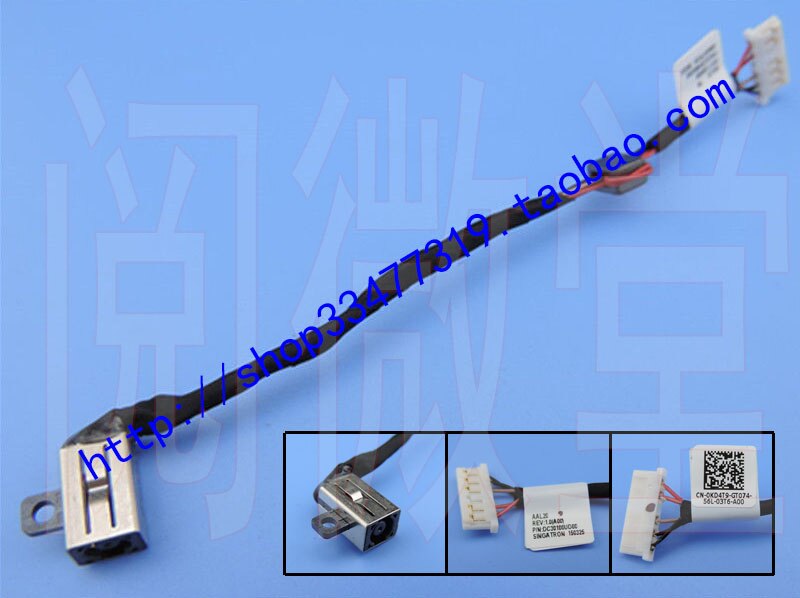 DC Power Jack connector cable For Dell Inspiron 15-5000 5551 5558 5555 14-5455 5458 P51F DC30100UD00 0KD4T9