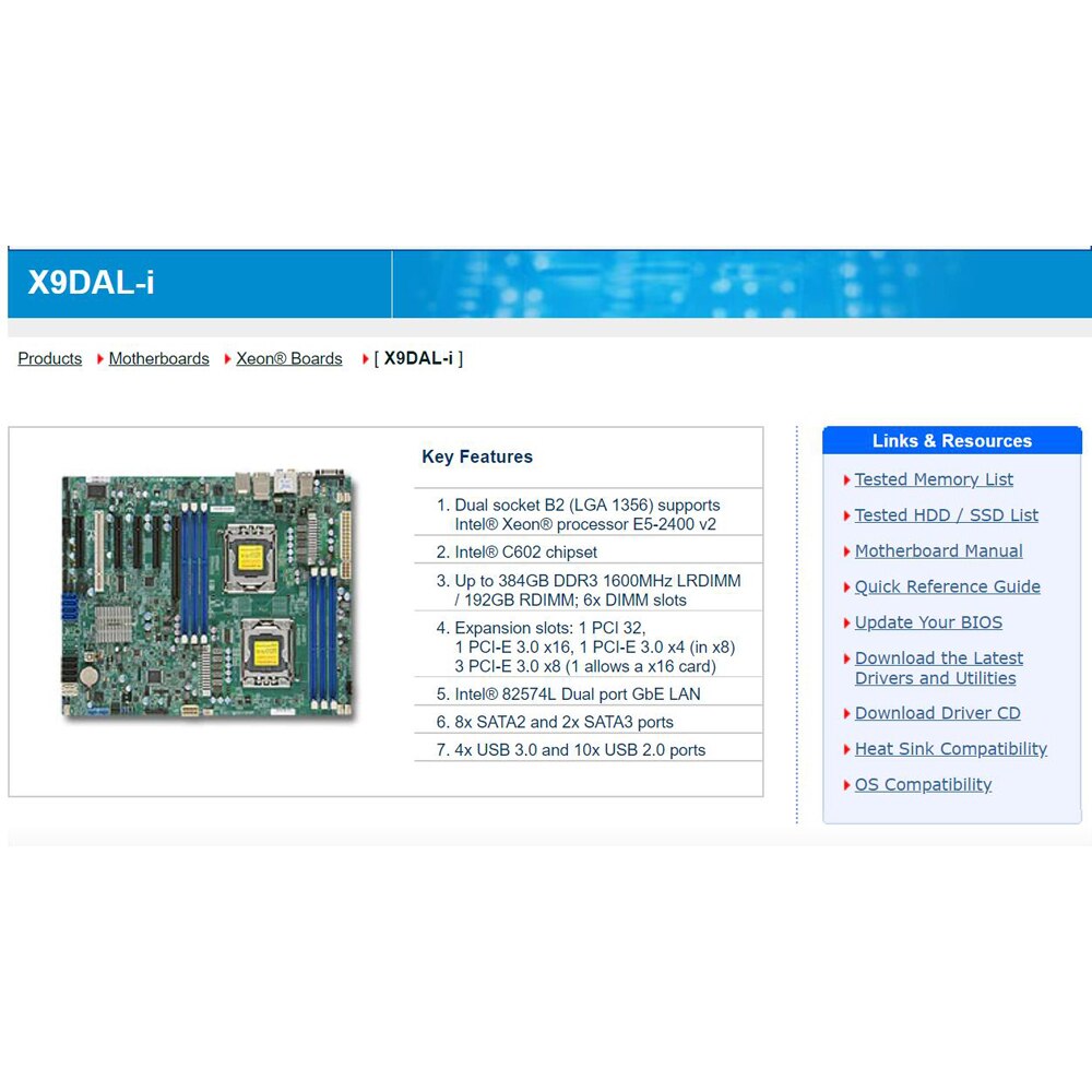 X9DAL-i Supermicro Server-Motherboard Xeon-Prozessor E5-2400 v2 Intel? 82574L Dual Port GbE LAN LGA1356 DDR3 Vollständig getestet und funktionsfähig