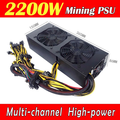 2200W Mining Power Supply, Multi-Channel High-power Graphics Card 2200W Support 6-8 Card With 16 8P