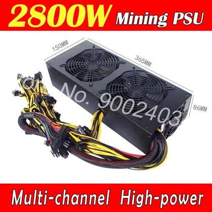 2800W Mining Power Supply, Multi-Channel High-power Graphics Card 2800W Support 6-8 Card With 16 8P