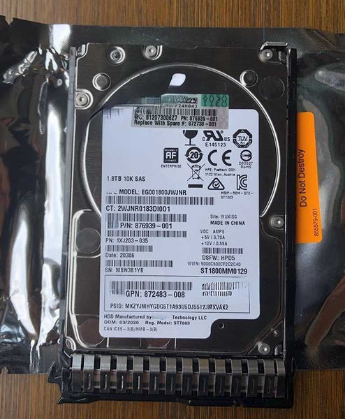 872481 - B21 1.8 T 872738-001 10 k SAS 2.5 12 gb, Gen10 Hard