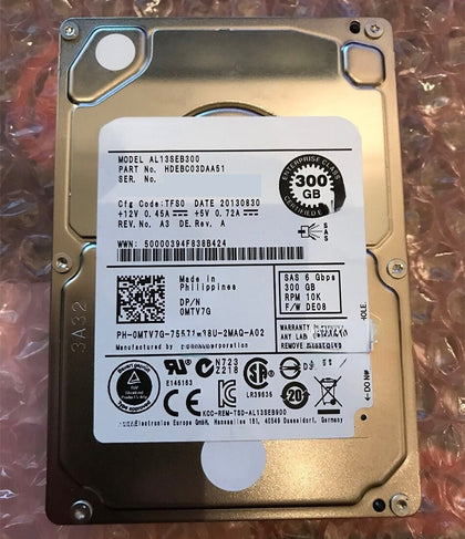 DELL 0MTV7G AL13SEB300 300G 10K 2.5inch SAS 6Gb 64M Hard Drives