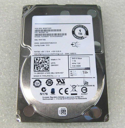 DELL 1T 2.5 7.2K SAS 64M ST91000640SS 09W5WV Hard Drives