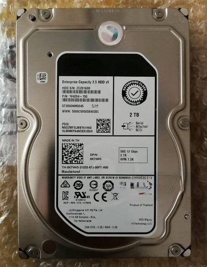 DELL 2T SAS 3.5inch 7.2K 12g 128M ST2000NM0045 Hard Drives