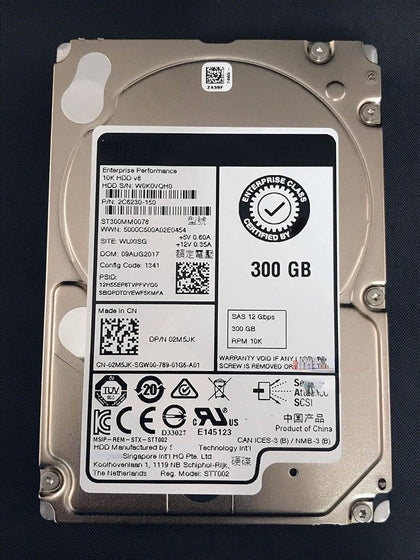 DELL 300G 10K 2.5 SAS 12G ST300MM0078 02M5JK Hard Drives