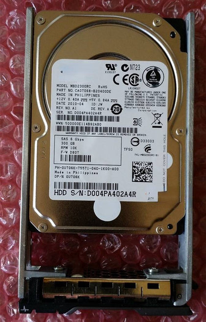 DELL 300G 10K 2.5inch SAS 6GB MBD2300RC 0U706K Hard Drives