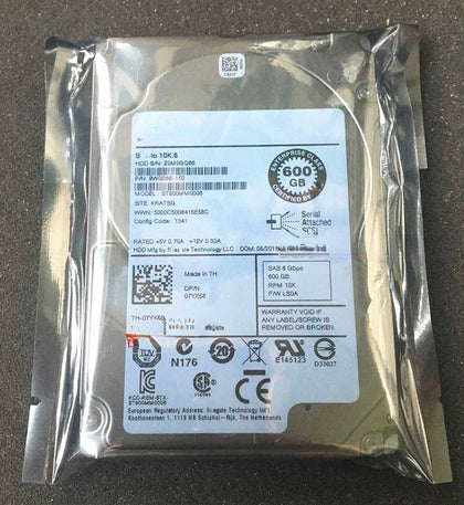 DELL 600G 10K 2.5 64M SAS ST600MM0006 07YX58 Hard Drives