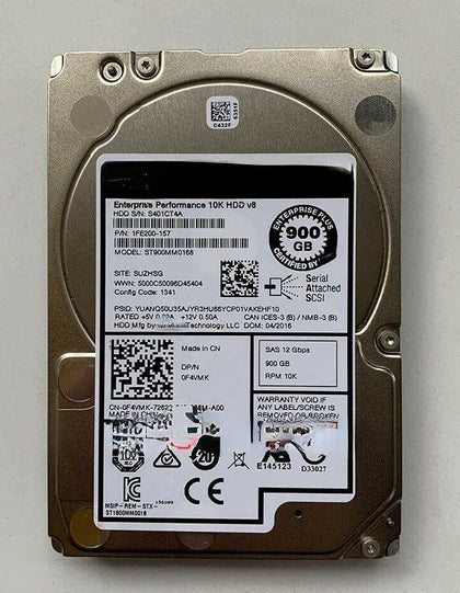 DELL 900G 10K 2.5 SAS 12Gb 128M 0F4VMK ST900MM0168 Hard Drives