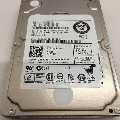 DELL 900G 10K 2.5 SAS 64M AL13SEB900 0RC34W Hard Drives