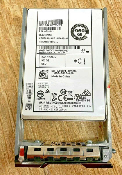 DELL 960G SAS SSD 12Gb JM8V4 0JM8V4 HUSMR1610ASS200 Hard Drives