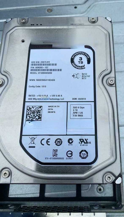 DELL Equailogic ST33000650SS 06H6FG 3T 7.2K 3.5 SAS Hard Drives
