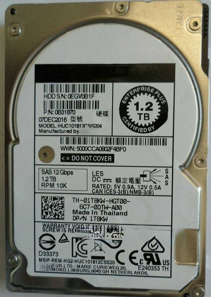 DELL HUC101812CSS204 01T8KW 1.2T 10K 2.5 SAS 1T8KW Hard Drives