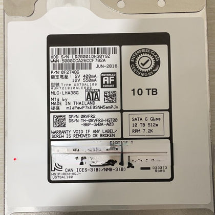 DELL R7515 R7425 R7525 R6525 10T 7.2K 3.5inch SATA Hard Drives