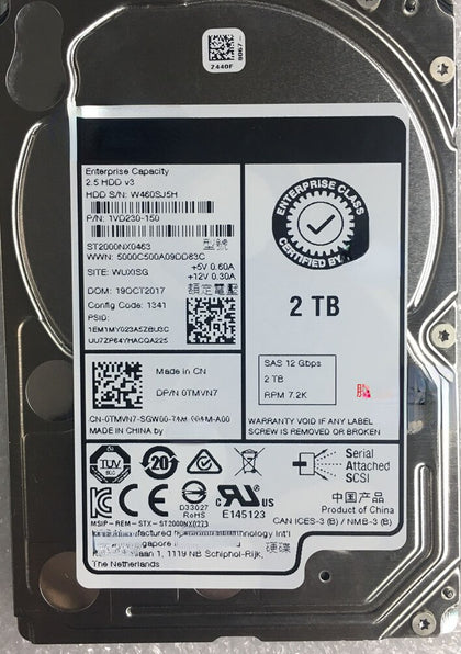 DELL R910 R920 R930 Hard Drives 2T SAS 7.2K 2.5inch 12G