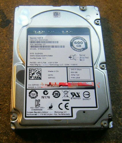 DELL SCV2000 SCV2020 SCV3020 600G 10K 2.5 SAS Hard Drives