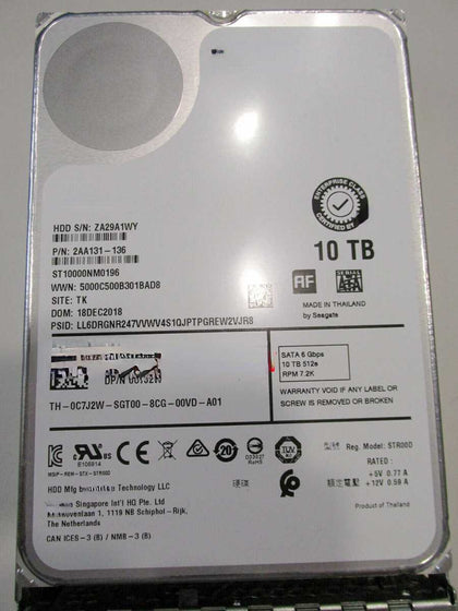 DELL ST10000NM0196 0C7J2W 10T 7.2K 3.5 SATA Hard Drives