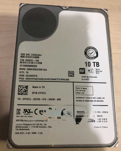 DELL ST10000NM0256 0YF87J 10T 7.2K 3.5inch SAS 12Gb Hard Drives