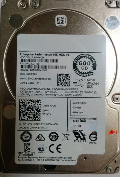 DELL ST600MM0088 0R95FV 600G 10K 2.5 SAS 128M 12Gb Hard Drives