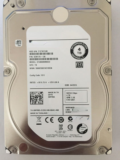DELL T5500 T7500 T7600 Hard Drives 4T 7.2K 3.5 SATA 128M