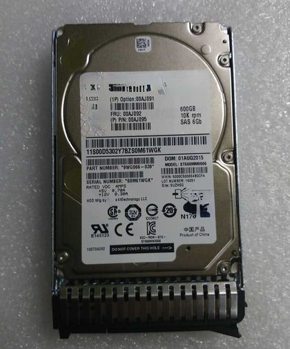 IBM 00AJ091 00AJ092 600G 10K 2.5 SAS X3550 X3650M5 Hard Drives