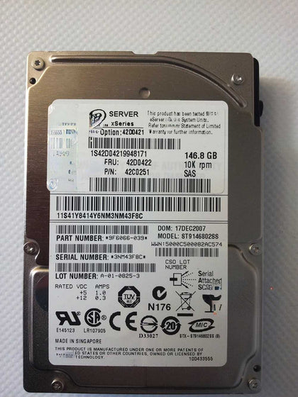 IBM 42D0421 42D0422 42C0251 Hard Drives 146G 146.8G 10K 2.5 SAS