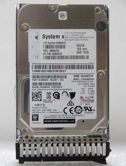 Lenovo 00NA231 00NA232 00NA235 600G 15K 2.5 SAS 12GB Hard Drives