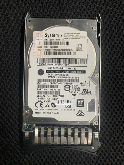 Lenovo 00NA441 00NA442 1.8T 10K 2.5 SAS X3850 X5 X3650 M4 Hard Drives