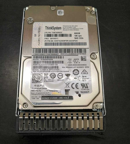 Lenovo 00YK011 7XB7A00022 600G 15K 2.5 SAS 12Gb 128M Hard Drives