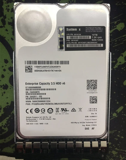 Lenovo 00YK336 00YK337 00YK340 10T 7.2K 3.5inch SAS M5 X6 Hard Drives
