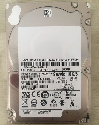 Lenovo 03X3614 ST9300605SS 16005402 300G 10K 2.5 SAS Hard Drives
