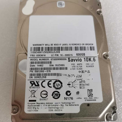 Lenovo 03X3616 03T7738 600G 10K 2.5inch SAS 6GB Hard Drives