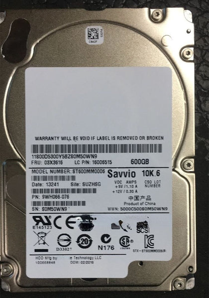 Lenovo 03X3616 03T7738 600G 10K 2.5 SAS ST600MM0006 Hard Drives