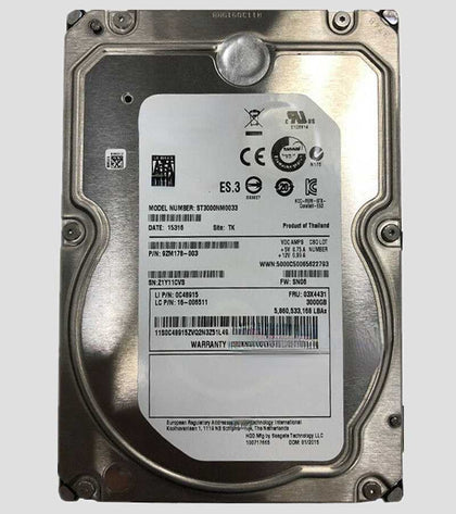 Lenovo 03X4431 3T 7.2K 3.5 SATA 16-006511 ST3000NM0033 Hard Drives
