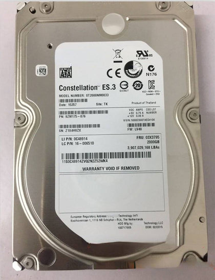 Lenovo 2T SATA 7.2K 3.5inch 128M 03X3795 ST2000NM0033 Hard Drives
