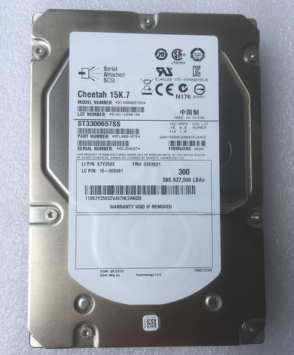 Lenovo 300G 15K SAS 67Y2503 03X3621 16-005091 ST3300657SS Hard Drives