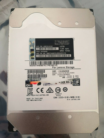 Lenovo 4XB7A14102 01PG625 10T 7.2K SAS 3.5inch 12G DE Hard Drives