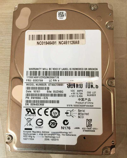 Lenovo 900G 10K 2.5 SAS 03X3789 ST900MM0006 16-006512 Hard Drives