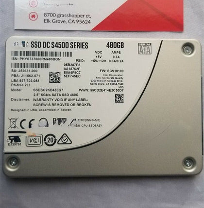 Lenovo RD450 RD530 RD540 RD550 Solid State Hard Drives 480G 2.5 SATA SSD