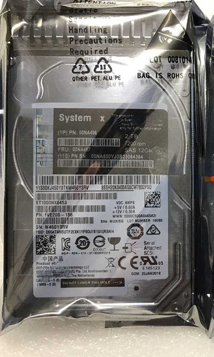 Lenovo X3650 M5 X3550 M5 00NA497 2T 7.2K 2.5 SAS 12G Hard Drives