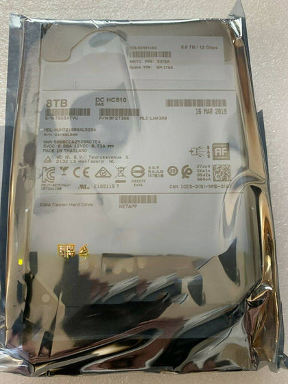 NetApp SP-376A X376A-R6 8T 7.2K SAS 3.5 12Gb DS460C Hard Drives