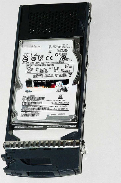 Netapp X422A-R5 SP-422A-R5 108-00221 600G 10K 2.5inch SAS Hard Drives