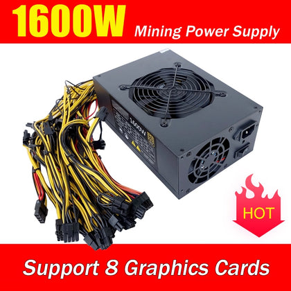 Gold 1600W Mining Power Supply, Support 8 Graphics Cards Rendering 80 PLUS Gold Certification