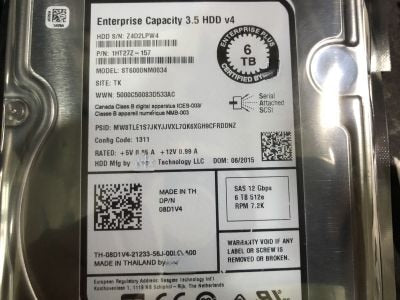 08D1V4 Combi SC8000 6TB 0RWV5D DELL EQ 1.2TB 12GB 10K SAS Hard Drive