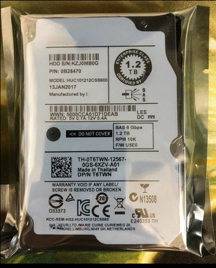 DELL 1.2T 2.5 10K SAS Server Hard Drive 0T6TWN 09XNF6 0WXPCX