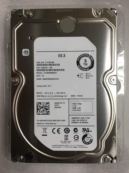 DELL 3T 3.5-inch 7.2K 128M SAS ST3000NM0023 Server Hard Drive