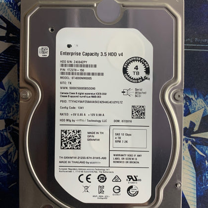 DELL 4T 7.2K SAS 12GB 3.5 ST4000NM0005 Server Hard Drive 0XWM1W